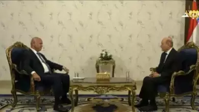[ لقطة شاشة من حوار رئيس مجلس القيادة الرئاسي اليمني، الذي بثته قناة اليمن الرسمية ]